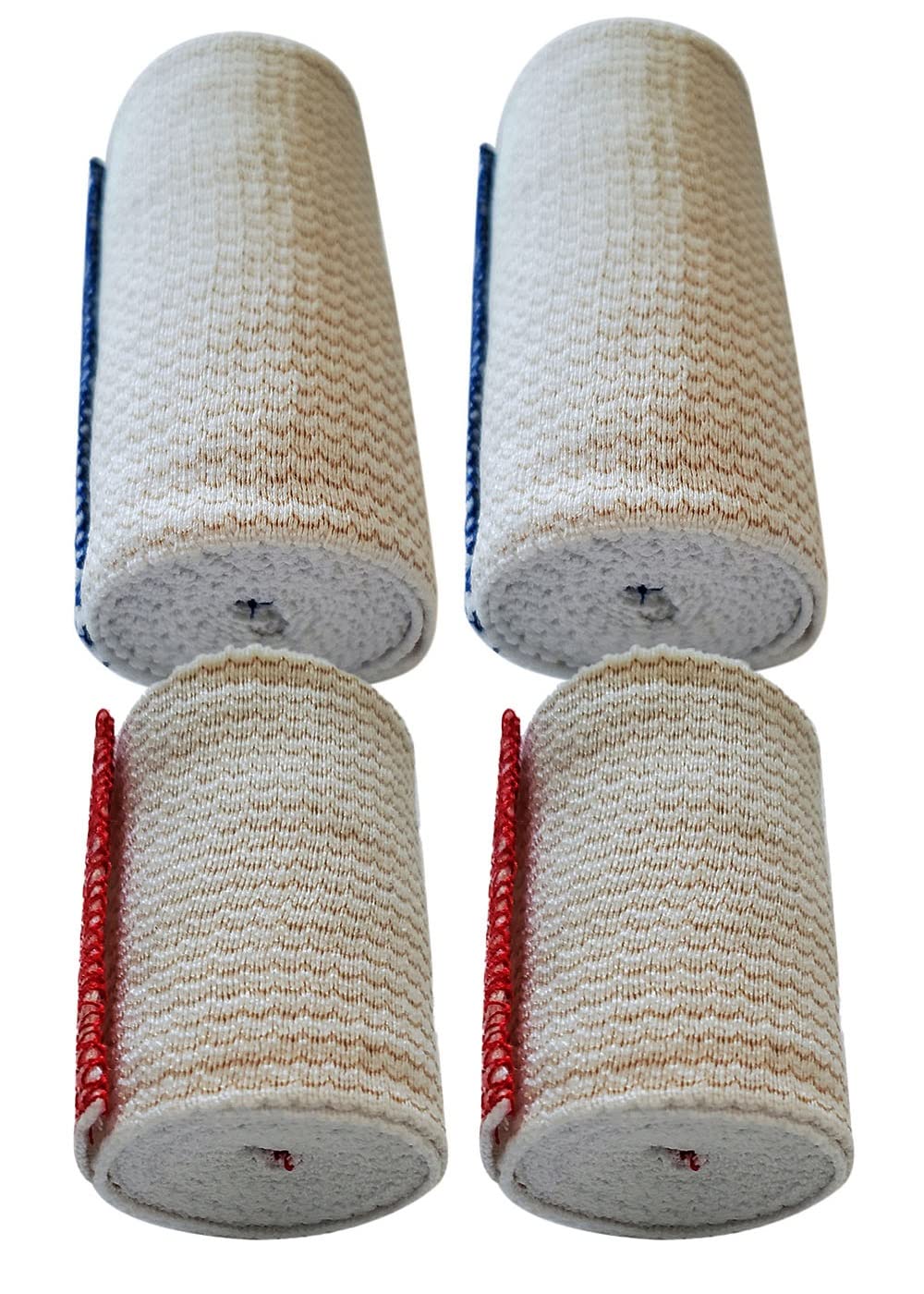 Premium Elastic Bandages Combo - Self Grip Closure – Non-Latex – 2 x 3-inch and 2 x 4-inch Wide Compression Bandages - Ideal for Sports, Soreness, Injury and Support