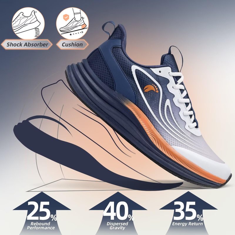 Men's Orthopedic Wide Road Running Shoes: Plantar Fasciitis Hammer Toes High Arch Supportive Neuropathy Heel Spur Walking Shoes, Lightweight Stylish Golf Trail Sneakers Dark Blue Size 10