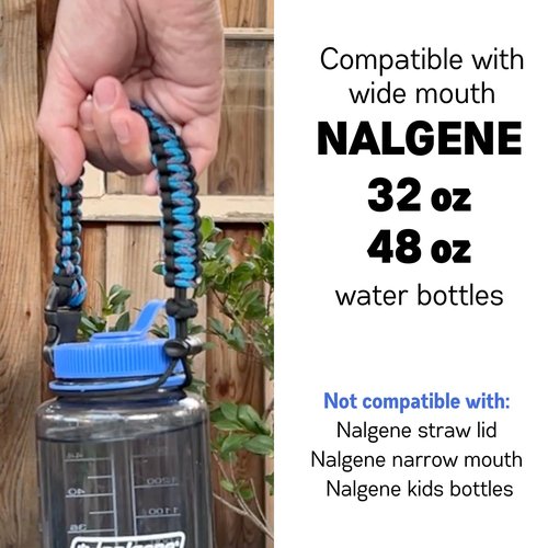 Gearproz Hydrocord Handle for Nalgene Water Bottles, Fits Wide Mouth Water Bottles, Durable Carrier, Secure Accessories, Compatible with 32oz, 36oz, 48oz Water Bottle (Black)