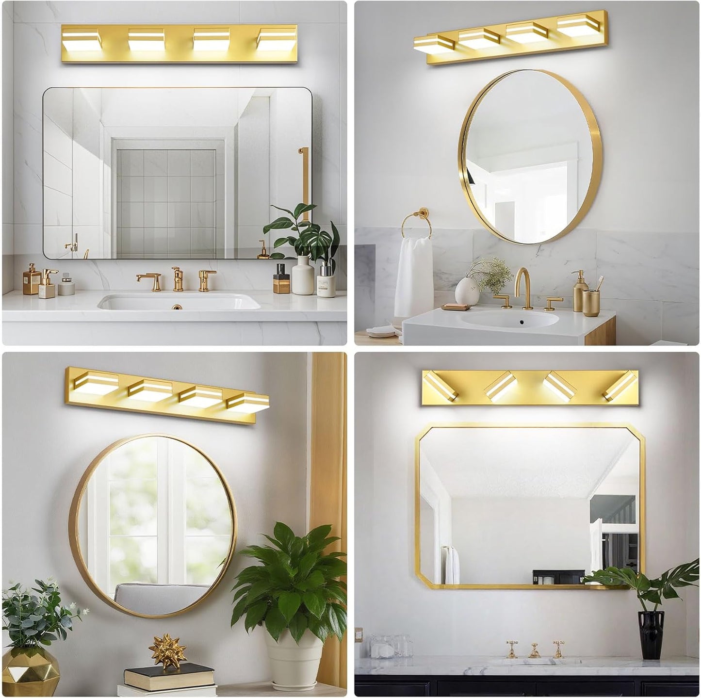 3-Light Modern LED Bathroom Vanity Light Fixture - Black Metal & Acrylic, 16-inch Over Mirror Lighting