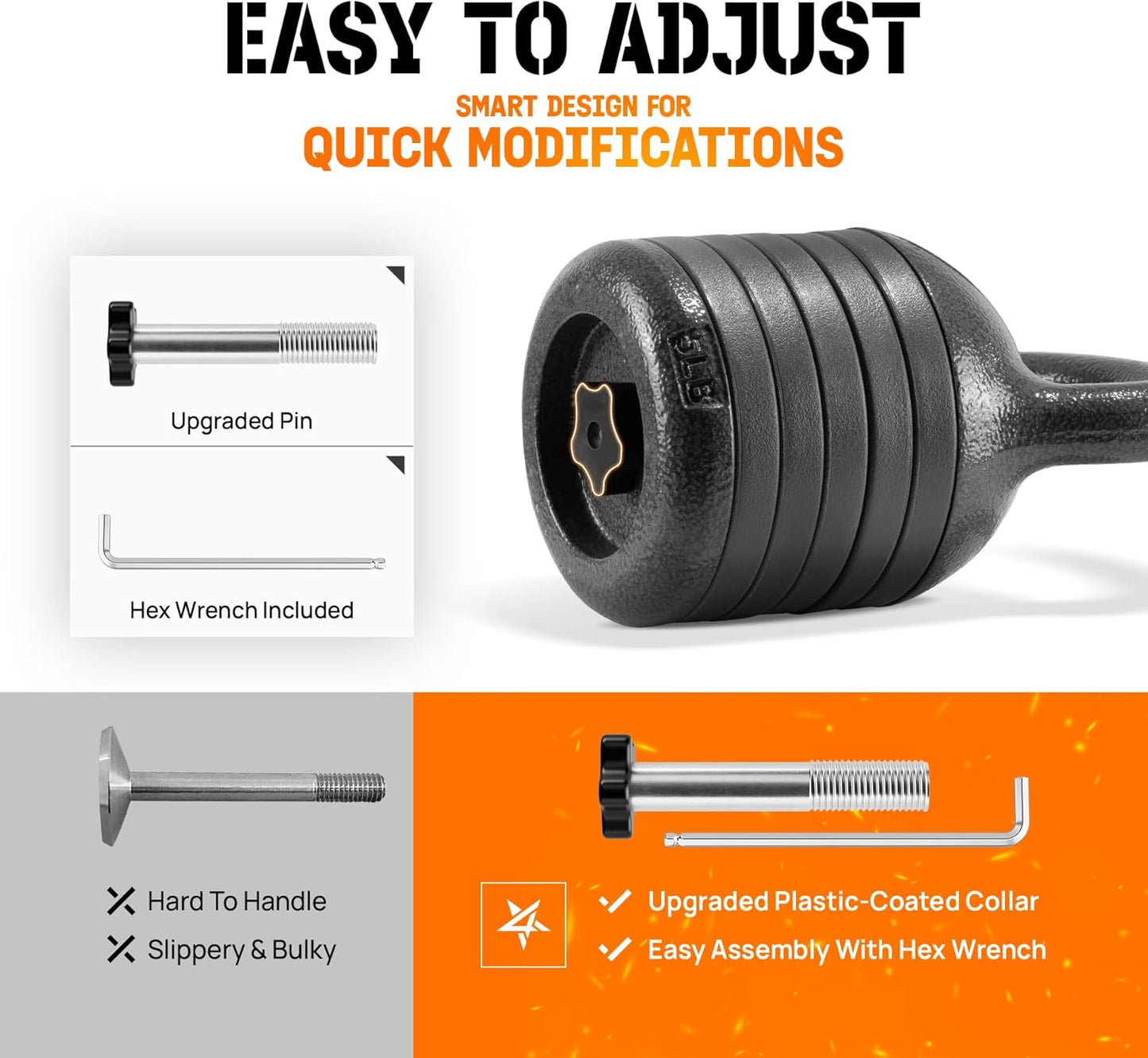 Yes4All Adjustable Kettlebell Set - 20-40 LB Solid Cast Iron with Spacer Disks & Secure Lock | Black Home Gym Essential