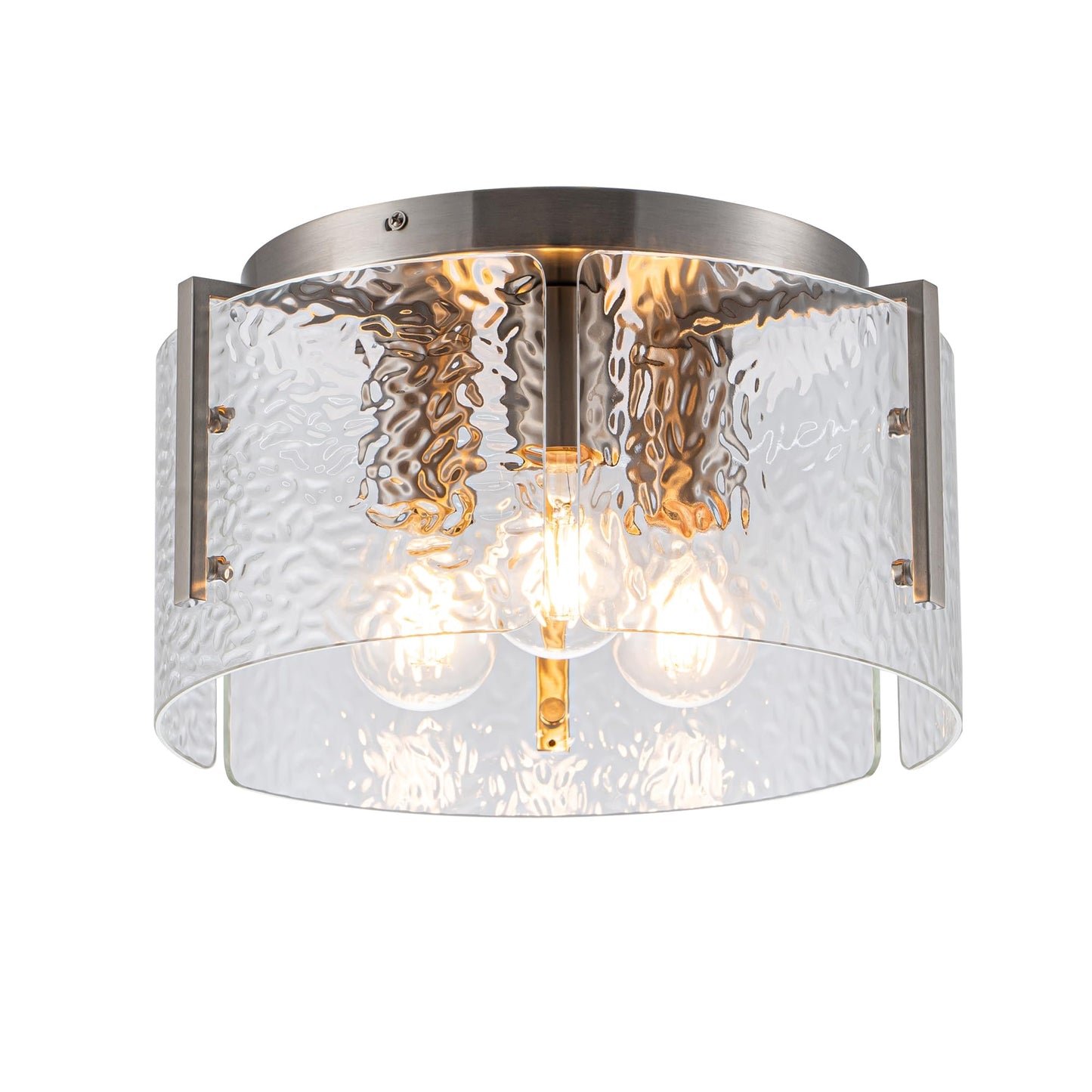 MAYNA Modern Nickel Semi Flush Mount Ceiling Light Fixture, 3-Light Glass Ceiling Light, Hallway Light Fixtures Ceiling Mount for Kitchen Entryway Bedroom Laundry Room