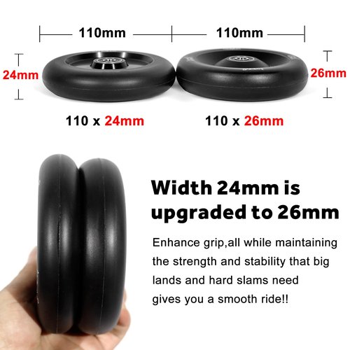 Limit Pro Scooter Wheels 110 x 26mm 2 Pcs Extra Width Transparent White PU High Resilience and Aluminum Metal Core ABEC-9 Bearings Installed for Pro BMX Trick scooters