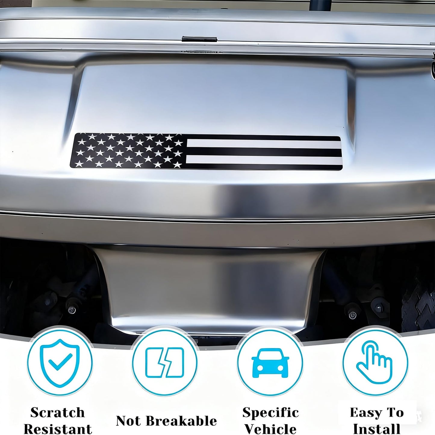Black & Grey American Flag Club Car DS & Carryall Golf Cart Front Name Plate, Compatible with Carryall Carts& Club Car DS.