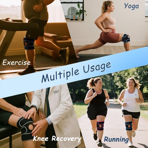 King Mills Extra Large Knee Brace Support to Knee Pain, Arthritis or Meniscus Tear. Adjustable Plus Size Knee Brace for Women and Men, Adult 4XL, Purple Black.
