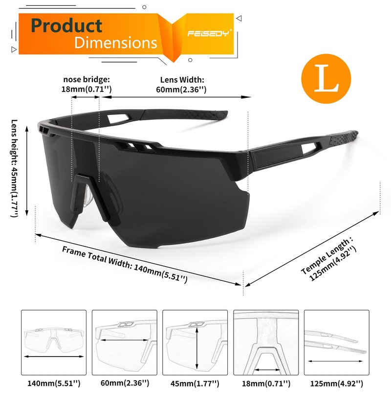 FEISEDY Sports Sunglasses for Men and Women, UV400 Protection Cycling Goggles Golf Baseball Driving Fishing B0022