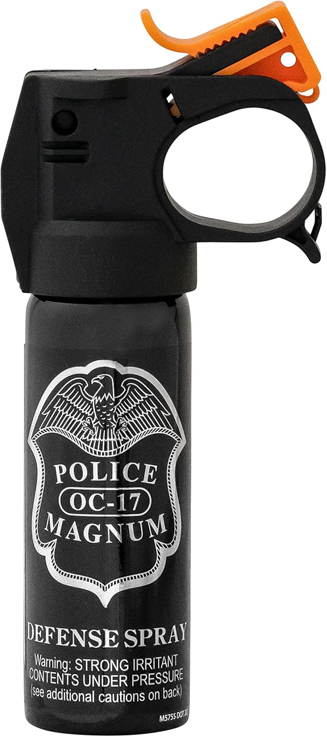 Police Magnum Large Pepper Spray Fogger - Tactical Maximum Strength Self Defense - Black Portable Canister