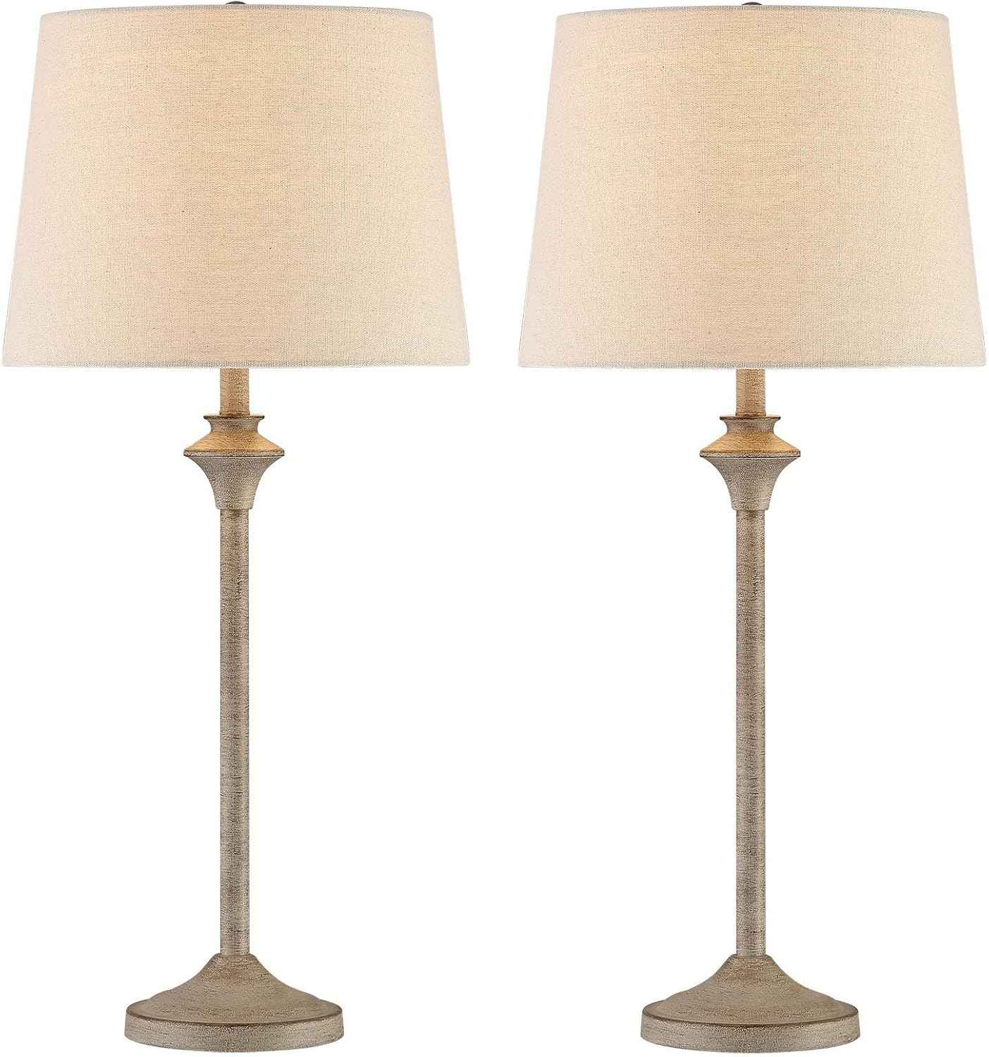 Brass Gold Table Lamps Set of 2 - 26" Modern Buffet & Nightstand Lamps for Living Room, Bedroom, Office