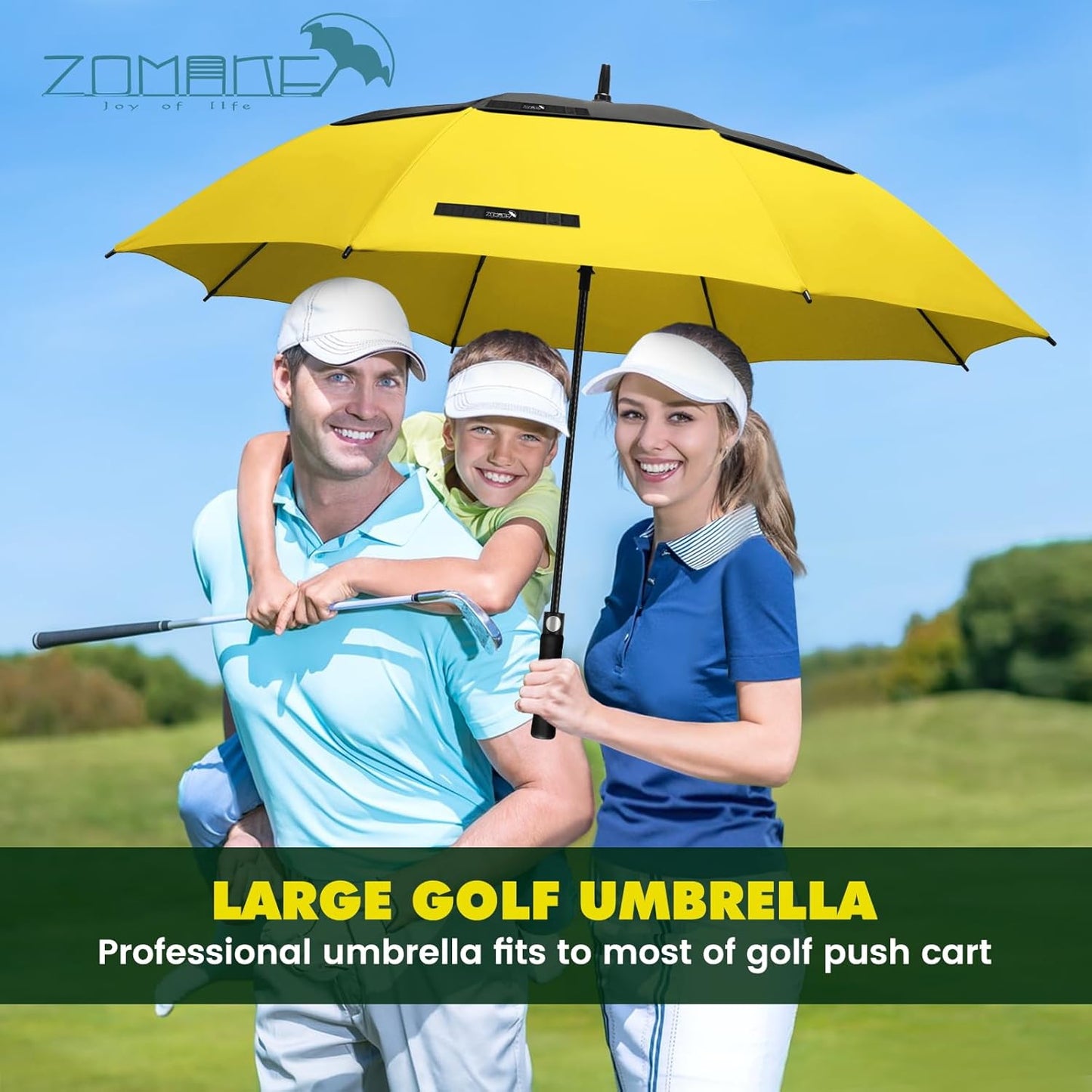 ZOMAKE Golf Umbrella - Large 62/68 Inch Windproof Double Canopy for Rain & Sun Protection