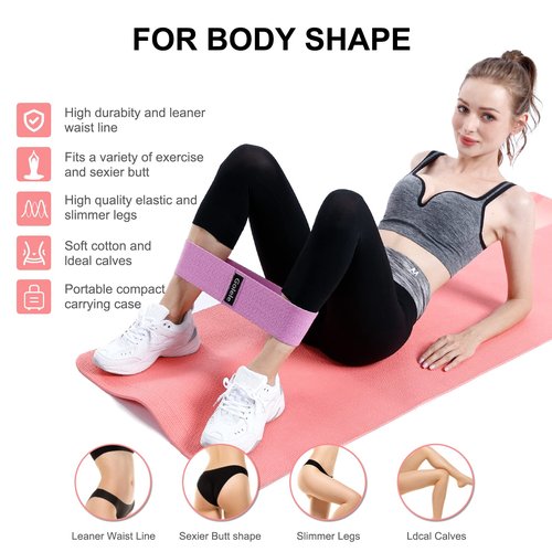GOLELE Resistance Bands for Working Out, Non Slip Thick Squat Exercise Bands for Yoga, Pilates, Rehab, Fitness 3 Booty Bands 1 Long Resistant Band for Women Men Gym Hip Thigh Glute Bands Set(ES618)