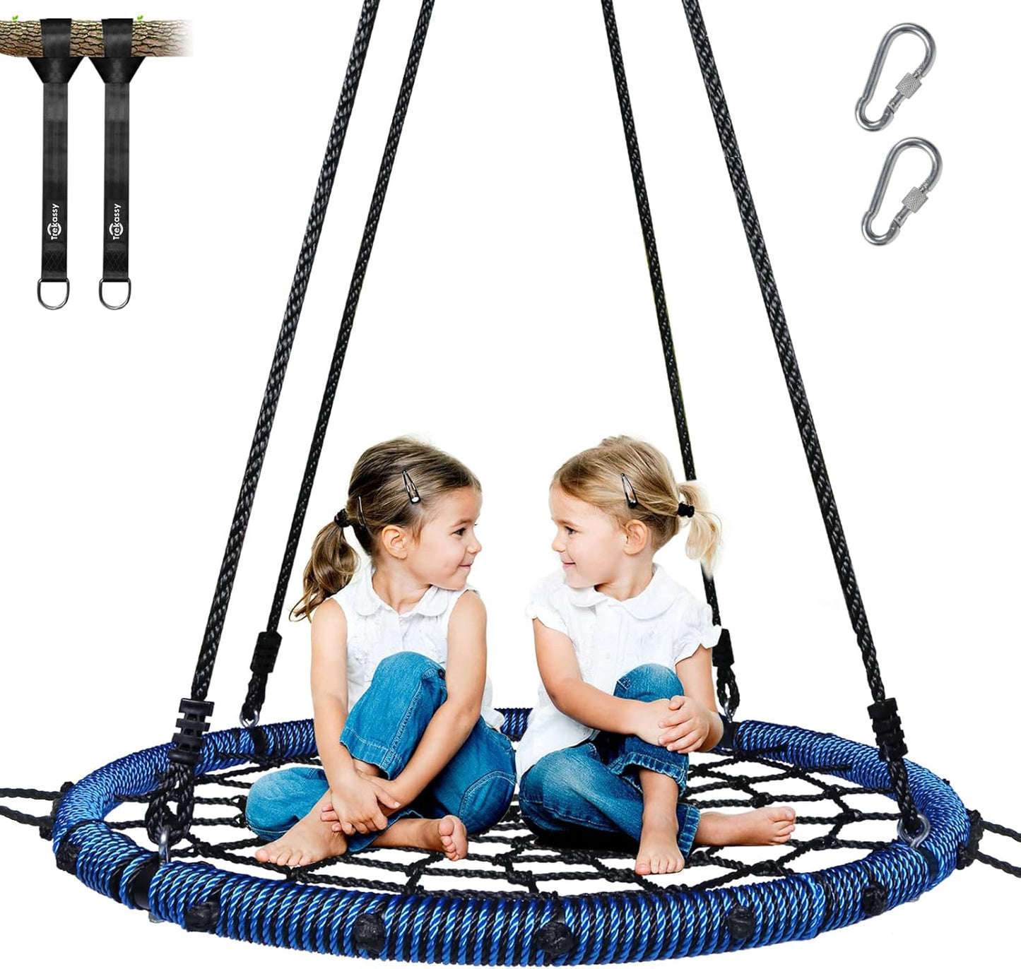 Trekassy 40" Spider Web Saucer Tree Swing - 750lbs Capacity for Kids & Adults | Durable Blue Steel Frame
