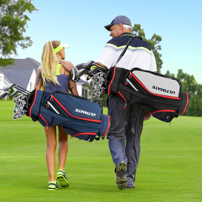 Tangkula 11" Golf Cart Bag, Lightweight Golf Cart Bag with 14 Way Dividers Top Organizer, 8 Pockets, Rain Hood, Shoulder Strap, Beverage Cooler Bag, Golf Clubs Cart Bag for Men & Women