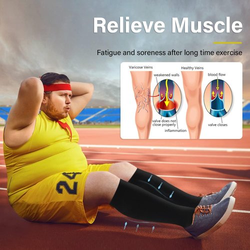 Diu Life Plus Size Compression Socks - Extra Knee High Support for Wide Calves | 3 Pairs