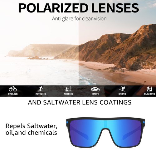 LVIOE Polarized Sports Sunglasses for Men Women UV400 TAC HD Lenses - Driving Fishing Running Cycling Sun Glasses