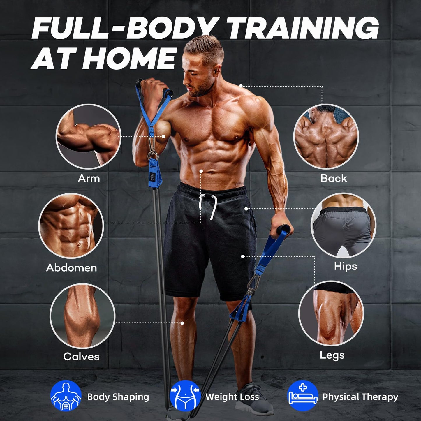 Resistance Bands, 390 lbs Heavy Duty Exercise Bands for Working Out, Blue Workout Bands with Handles, Stretch Band for Men, Fitness Bands for Home Workouts, Muscle Training, Strength, Slim, Yoga