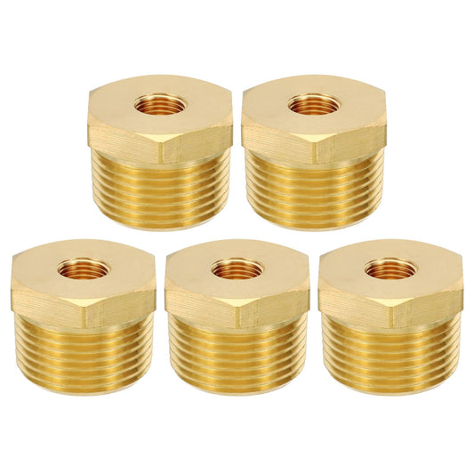 PATIKIL Brass Hex Bushing, 2Pcs 1/8" NPT Female x 3/4" NPT Male Thread Brass Pipe Fittings Reducer Tubing Adapter Connector Hose Reducing for Water, Air, Oil, Gas Line
