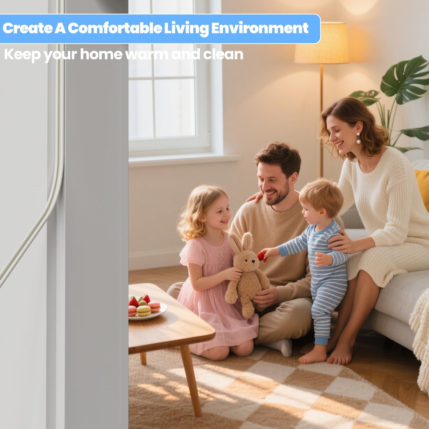 19.7ft V-Shape Weather Stripping Door Frame Seal Strip,Self-Adhesive Door Gap Filler for Winter Insulation,Foam Soundproofing Weatherstripping for Door Draft Stopper Light Blocker,White