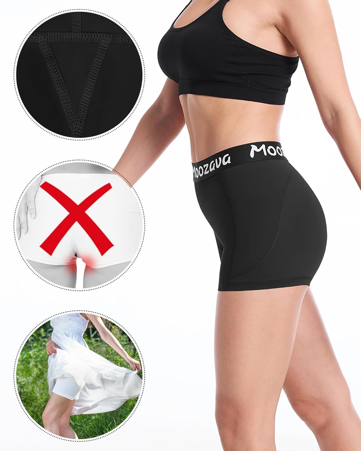 Moozava 3" Women's Spandex Volleyball Shorts - 3 Pack Athletic Compression for Gym, Yoga & Dance