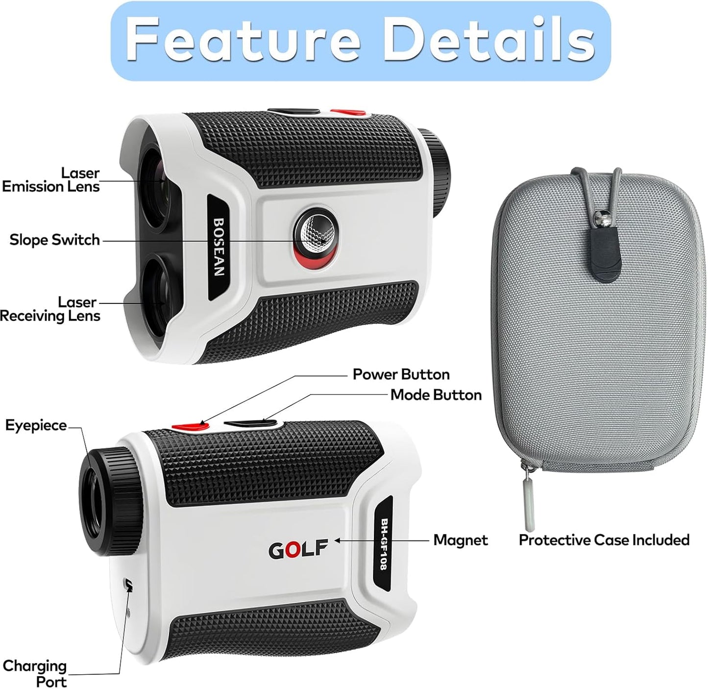 Skiennix Golf Range Finder - 7X Magnification, Lightweight & Portable with Slope Function | Flag Lock Vibration