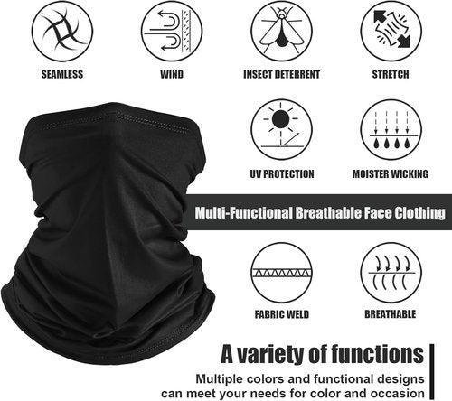 Geyoga UV Protection Neck Gaiter - 6 Pieces Cooling Face Mask Scarf | Breathable Summer Bandana