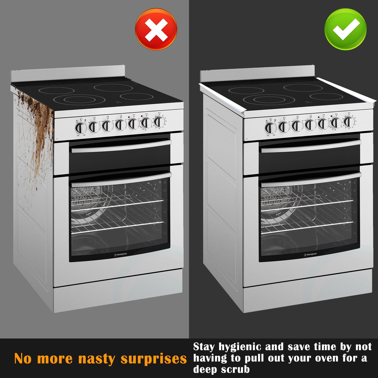 KindGa Stove Gap Covers, Silicone Counter Gap Filler for Stove, 30 Inches for 0.2-1 inch Gap,Seal Spills between Appliances Countertop Furniture Stoves Ovens(Set of 2, White)