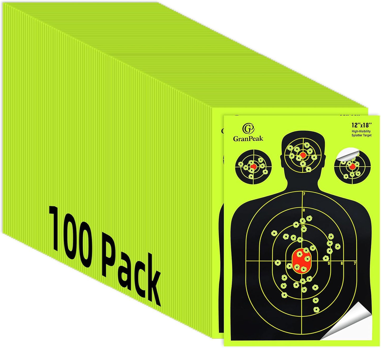 Silhouette Splatter Targets - Adhesive Shooting Targets with Bright Fluorescent Yellow Design | 12 x 18 Inch