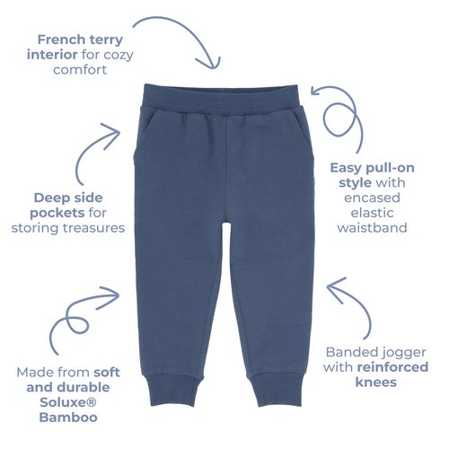 Little Sleepies Joggers for Boys & Girls, Soft Toddler Sweatpants, Baby Boys Pants, Elastic Waistband (Size 5, Black)