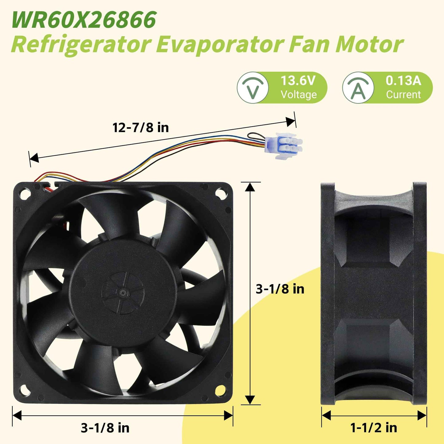 WR60X26866 Evaporator Fan Motor Compatible with GE Refrigrator Replace WR60X26033 V80E14MS2A3-57A611 WR60X10356 WR60X10357, Upgraded by PANDEELS