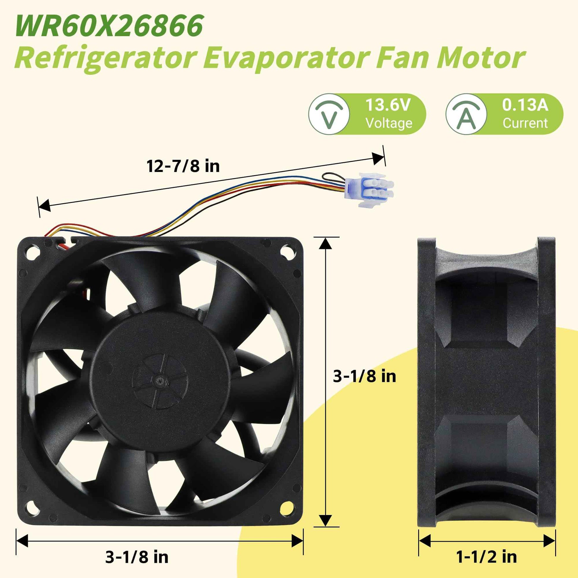 WR60X26866 Evaporator Fan Motor Compatible with GE Refrigrator Replace WR60X26033 V80E14MS2A3-57A611 WR60X10356 WR60X10357, Upgraded by PANDEELS