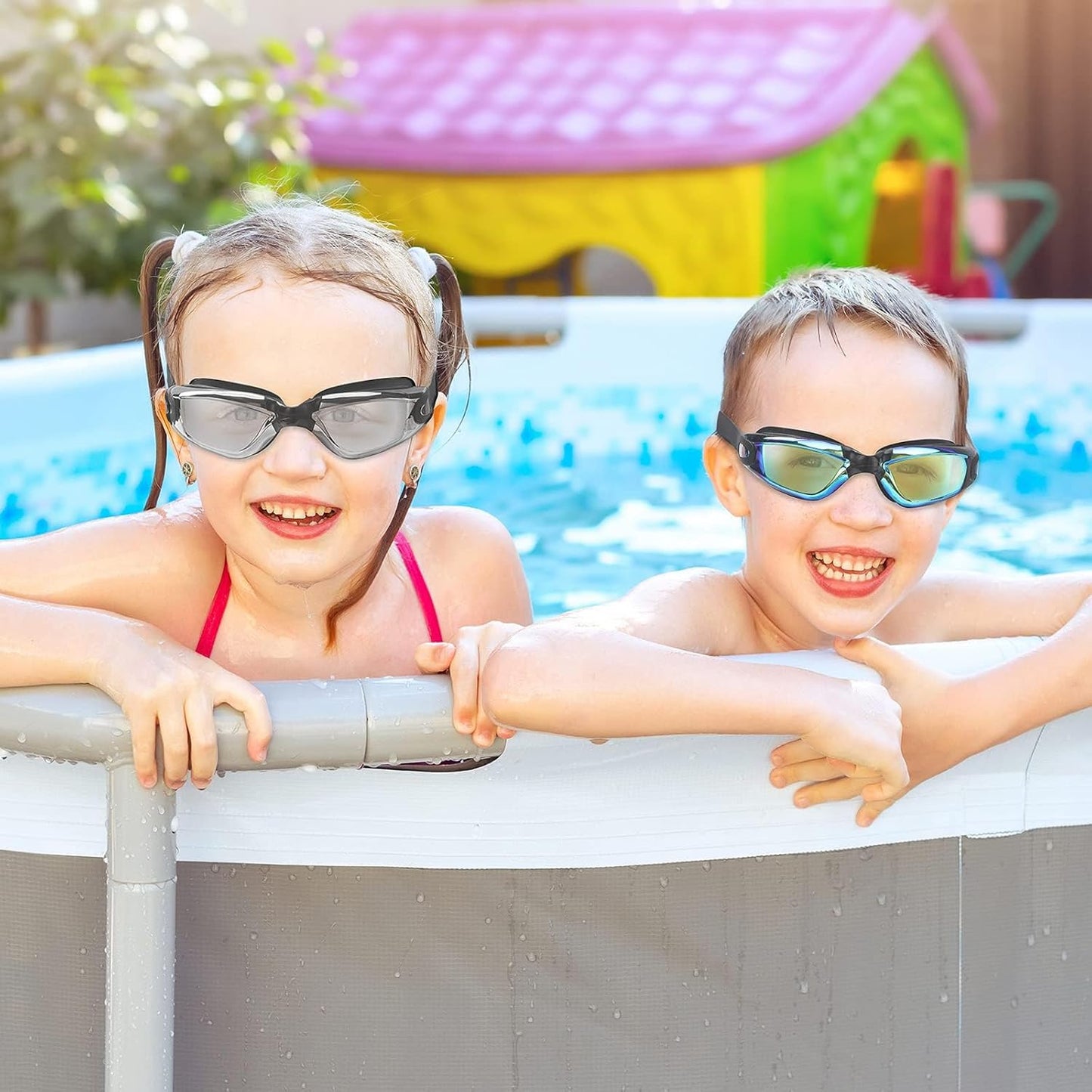 Skiennix Kids Swim Goggles - Anti-Fog, Leak Proof Design | Clear Vision for Ages 3-14 (2 Pack)