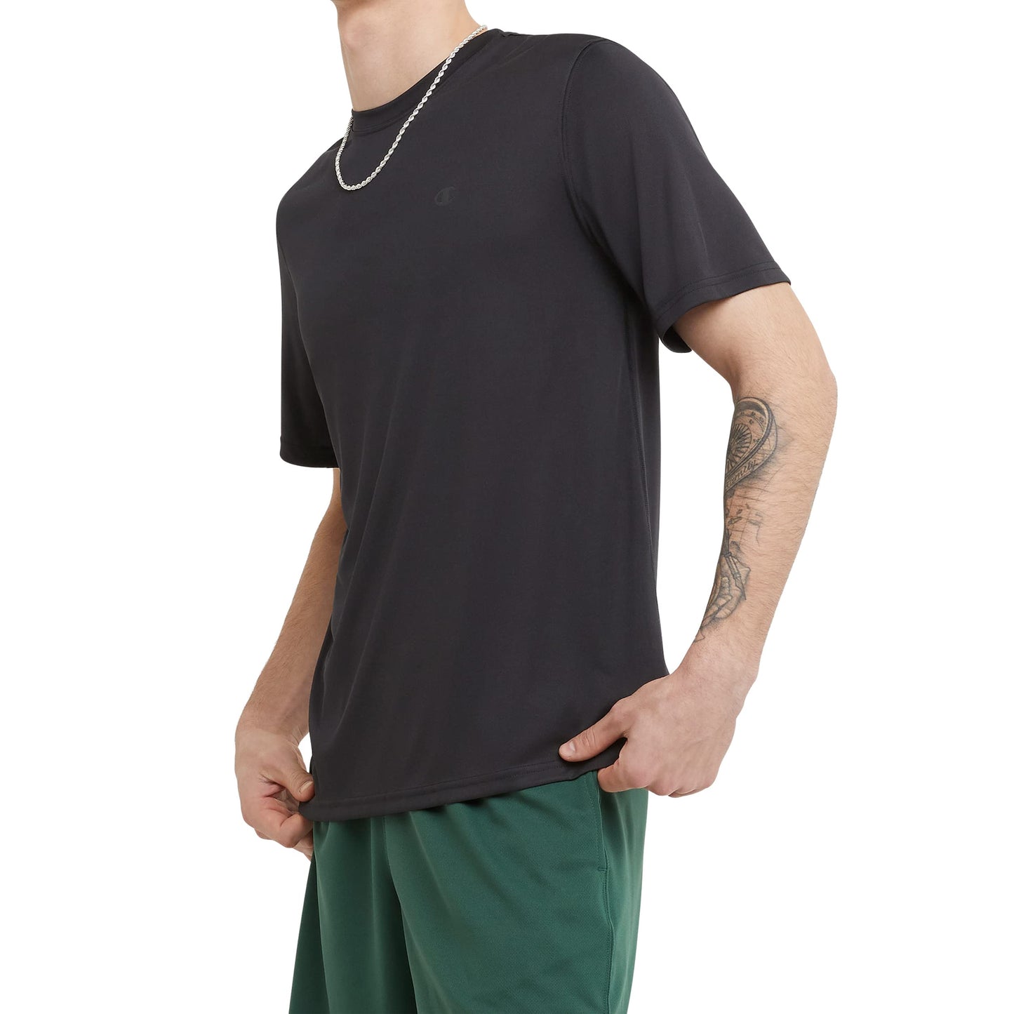 Champion Men’s Athletic T-Shirt – Lightweight, Moisture-Wicking, Anti-Odor, Inclusive Fit (S–4XL), Black, X-Large
