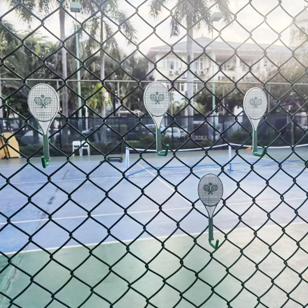 HGRYNDRO Tennis Fence Hooks,Sports Court Fence Hook Hanging Glasses Key Racket Hat, Metal Stronger Fence Hooks(Green) 2 Pcs