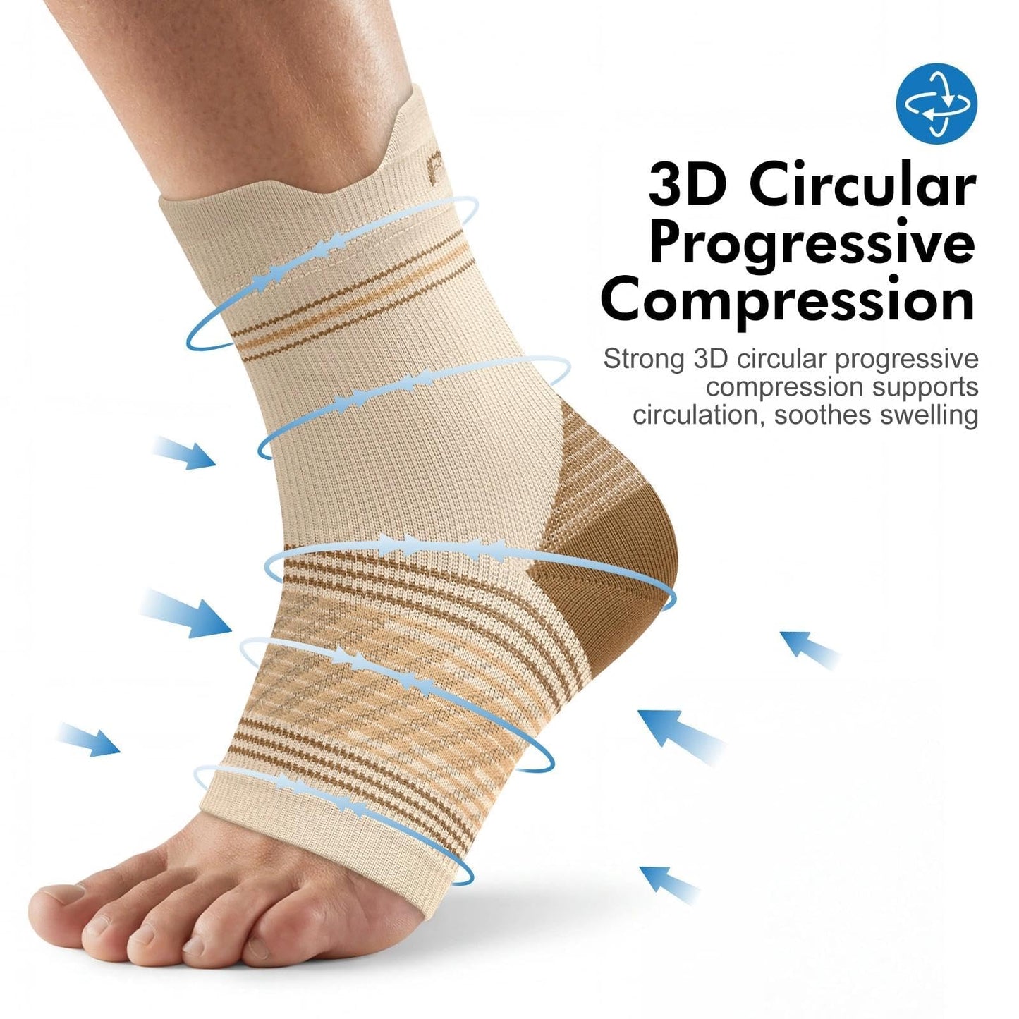 6 Pairs Plantar Fasciitis Socks for Men & Women, Ankle Brace Compression Socks with Arch Support for Achilles Tendonitis, Heel Pain, Swelling & Arthritis Relief, Nude, Medium