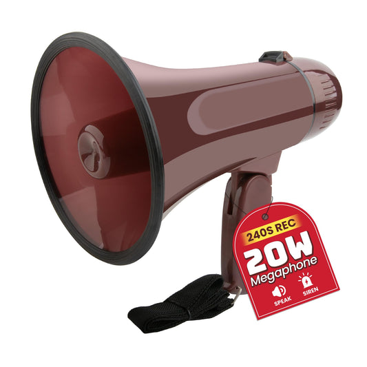 MyMealivos 20W Megaphone Bullhorn-5.4"×8.6" Portable Megaphone Built in Siren & 240s Recording, Volume Control Cover Up to 300 feet+ for Indoor and Outdoor Activities(Coffee)
