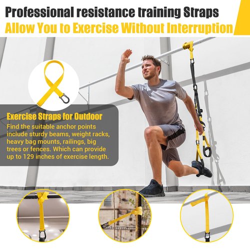 Home Resistance Training Kit, Resistance Trainer Exercise Straps with Handles, Door Anchor and Carrying Bag for Home Gym, Bodyweight Resistance Workout Straps for Indoor & Outdoor(Yellow)