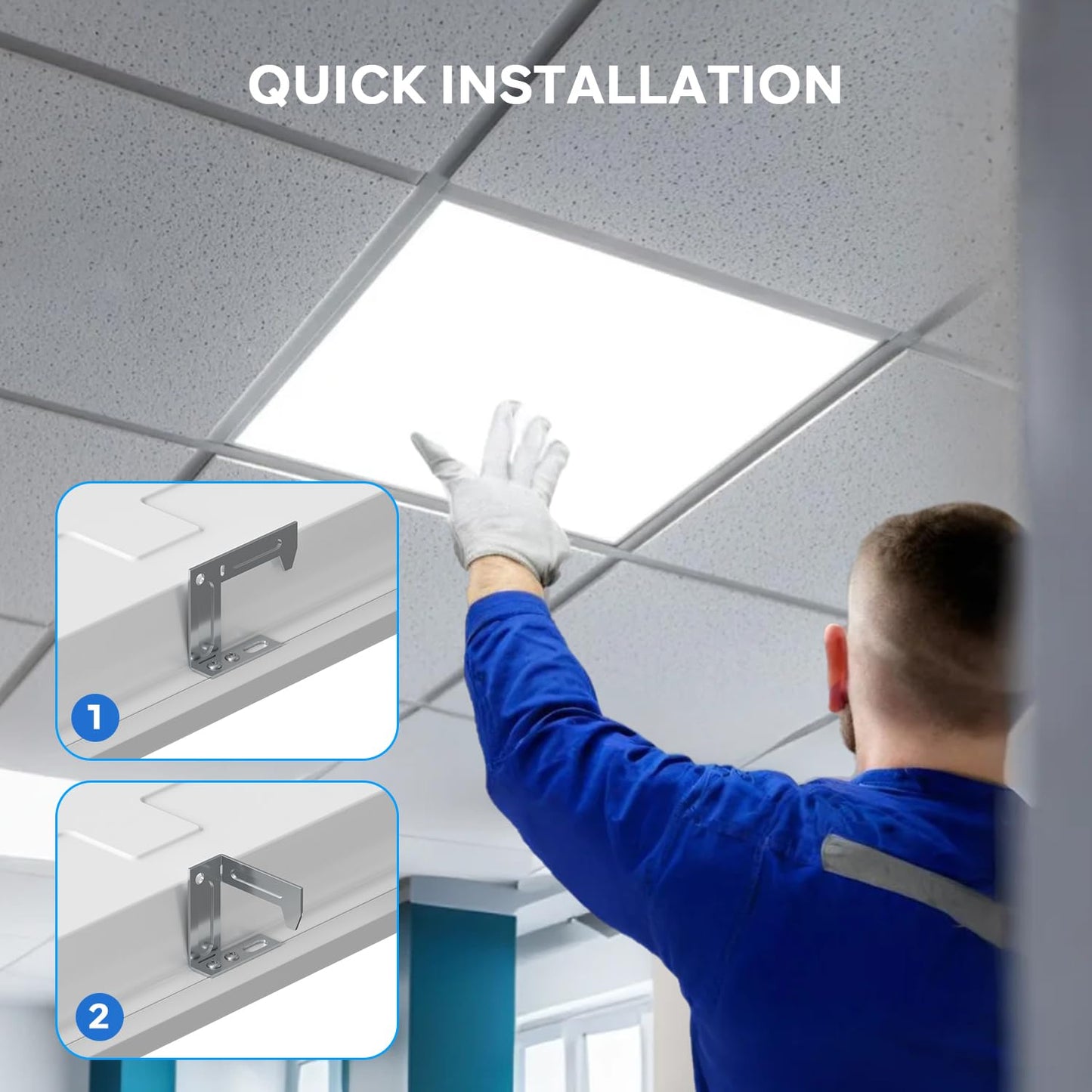 LVWIT 2x2FT LED Flat Panel Light for Drop Ceiling 2 Pack, 3000K/ 3500K/ 4100K/ 5000K/ 6500K 5CCT Selectable, 4800 Lumens Dimmable Drop Ceiling Lighting Fixture, 24W/ 30W/ 40W 3 Wattage