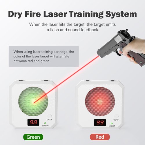 9mm Laser Training Cartridge - Rechargeable Dry Fire Target with 5 Difficulty Levels for Shooting Practice