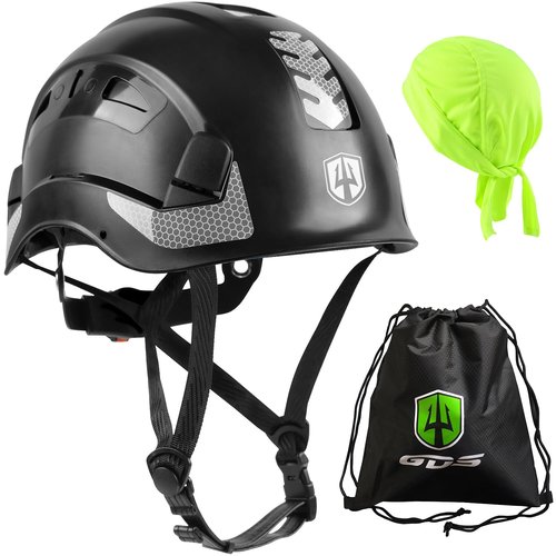 GREEN DEVIL Safety Helmet Hard Hat with Chin Strap Vented Lightweight Adjustable Hardhat for Men Women with Hi-Viz Design Ideal for Tree Climbing Work at Height