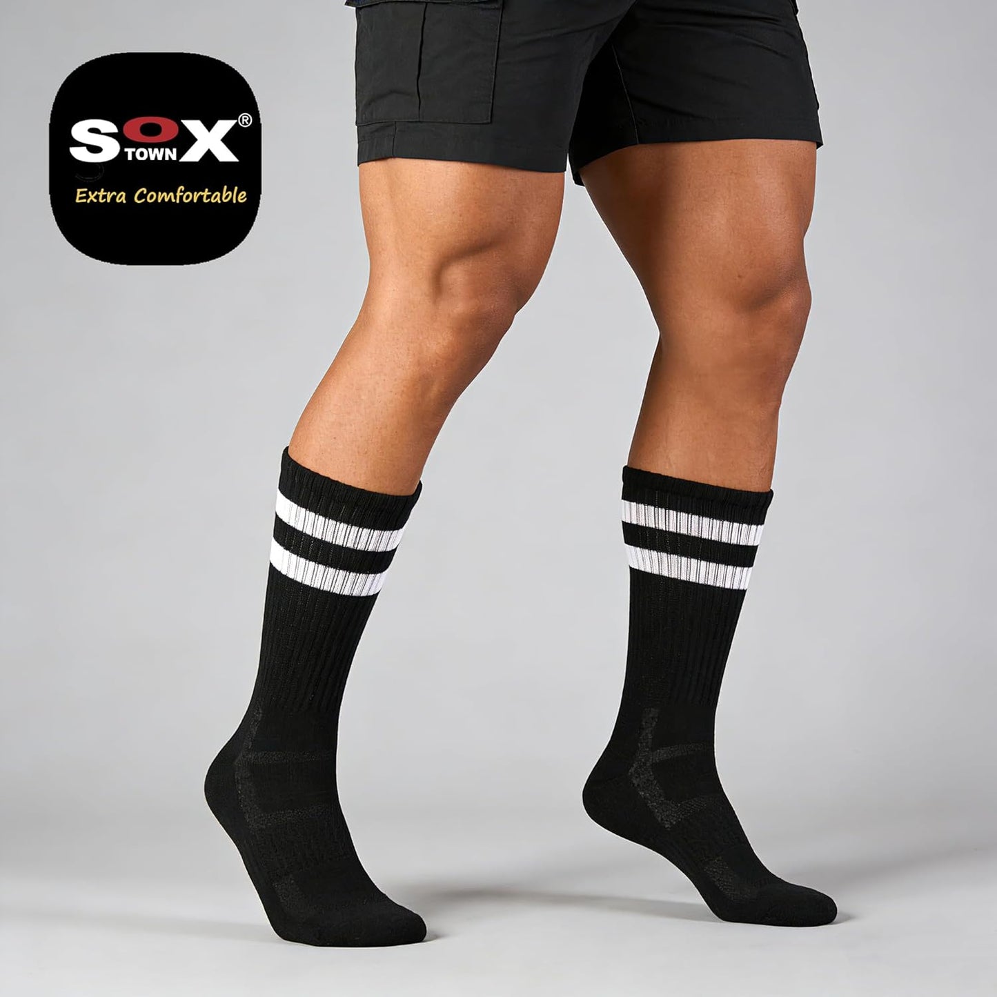 SOX TOWN Cushioned Crew Athletic Socks - Moisture-Wicking & Breathable for Men & Women