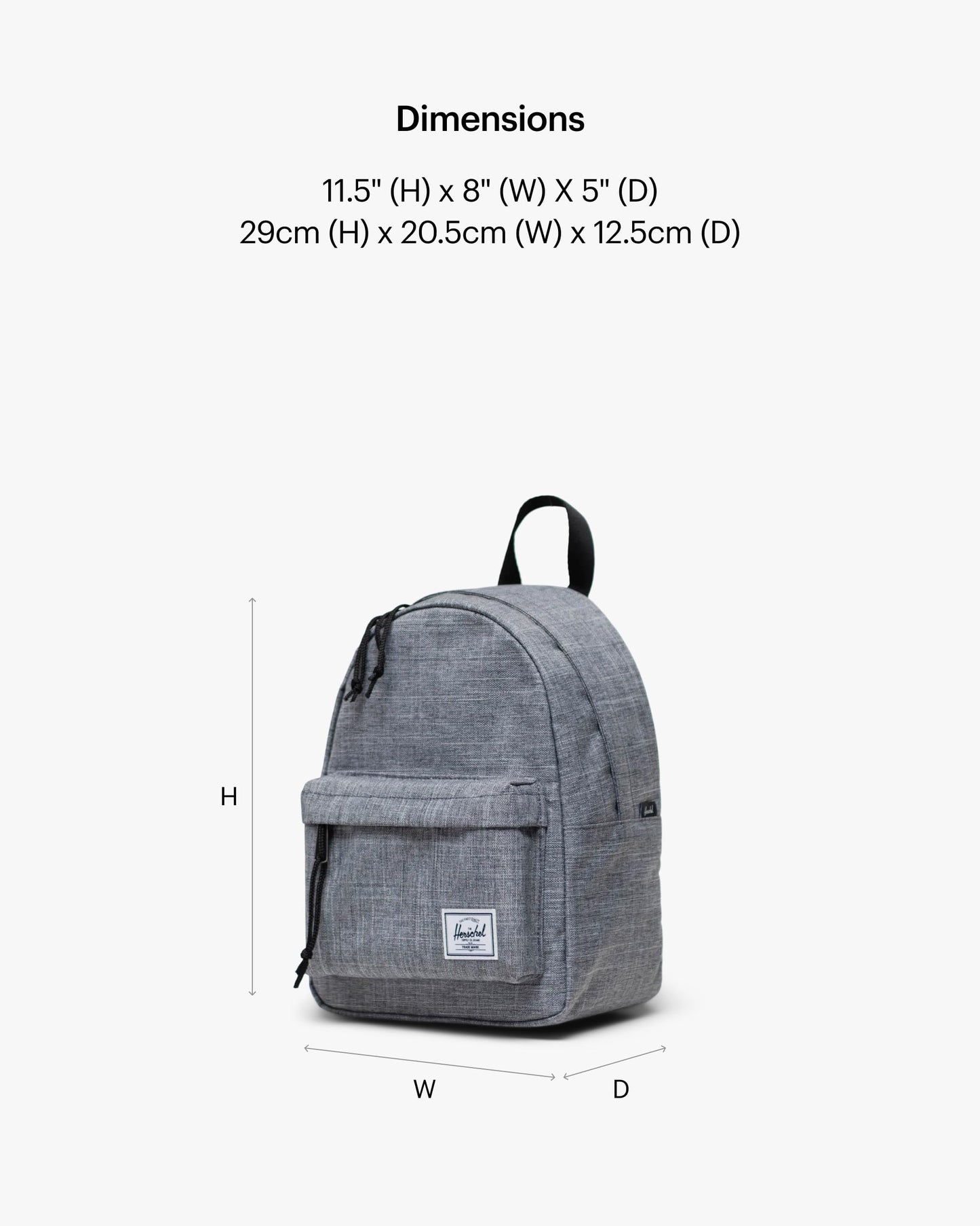Herschel Classic Backpack, Raven Crosshatch, Mod Mini - 6.5L