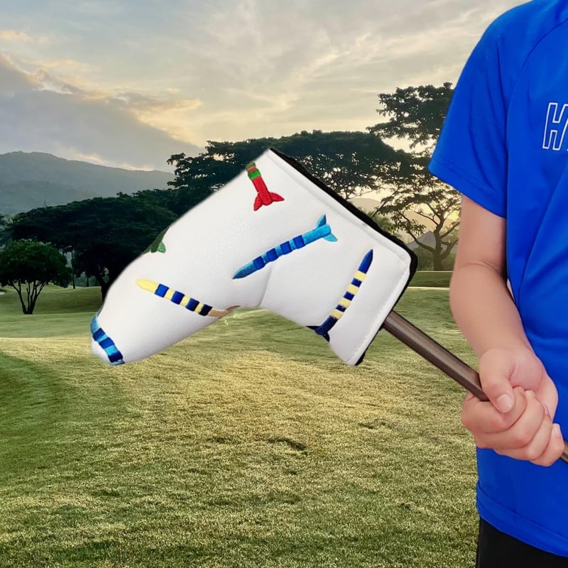 ROYMADE Golf Blade Putter Cover Premium Golf Putter Headcover Missile Design PU Leather Golf T Putter Head Cover (for White Putter 1pc)