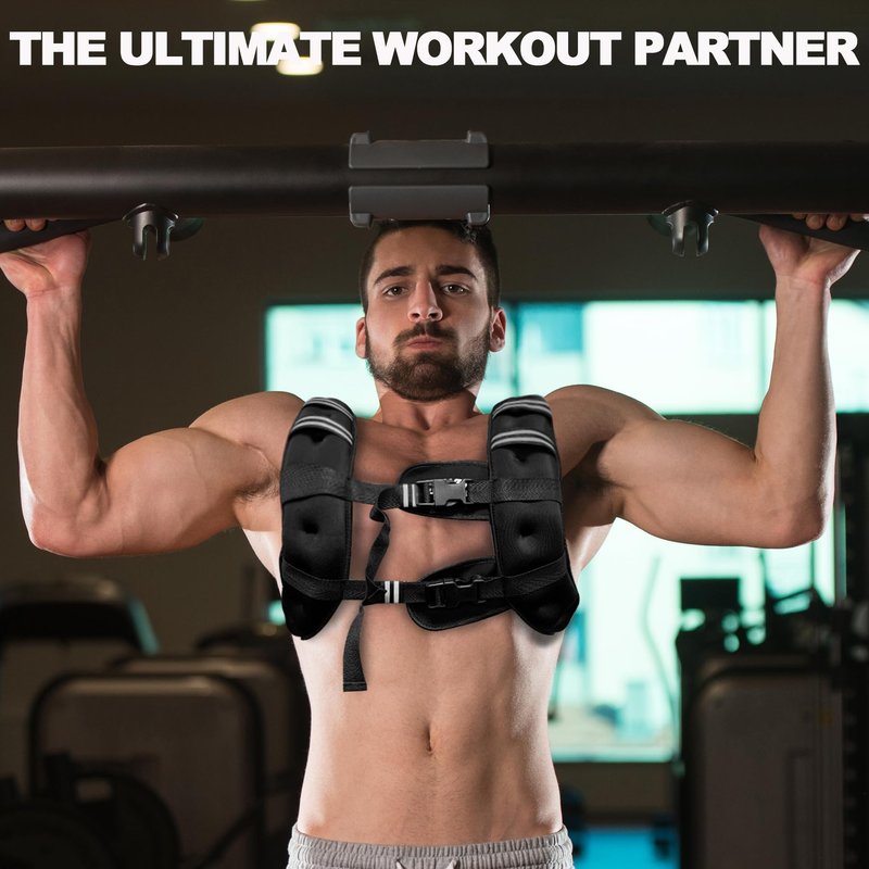 POWER GUIDANCE Weighted Vest for Men & Women with Reflective Stripes,Adjustable Workout Vest for Running, Jogging, Walking & Strength Training, Comfortable Rucking Weight Vest 15lb