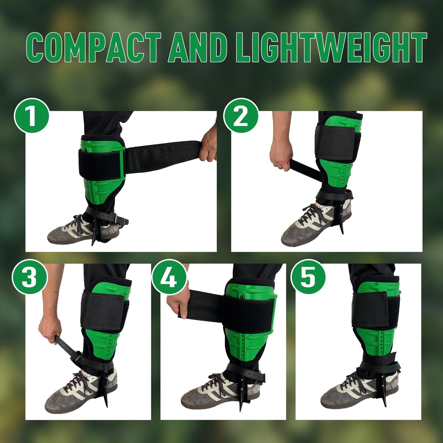 Tree Climbing Spikes Set,Adjustable Tree Climbing Gear with Straps and Spike Protectors , 350lbs Load Capacity, Green, Classic Style, Tree Climbing Gear Kit for Climbers, Fruit Picking & Lumberjack