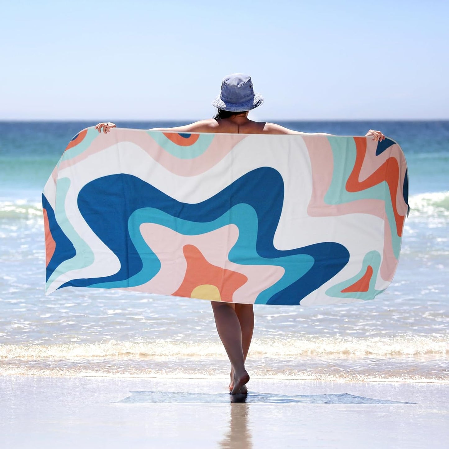 PY SUPER MODE Beach Towels - 2 Pack Quick Dry Microfiber, Oversized 75 x 35 Inches for Pool & Camping