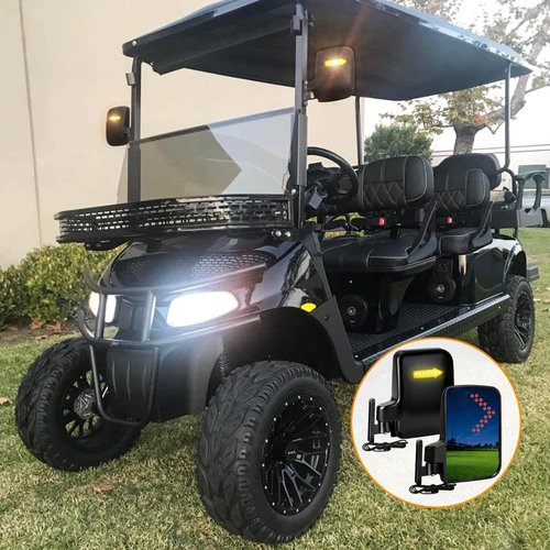 Golf Cart Side Mirrors with Turn Signal Light Golf Cart Rear View Mirrors for Club Car EZGO Yamaha Side Mirrors Golf Cart