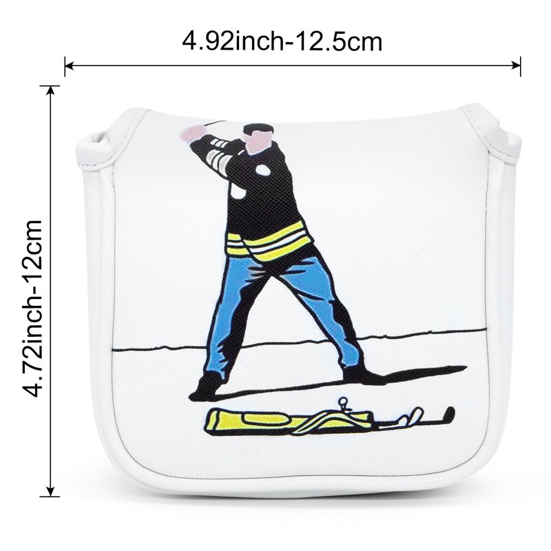 Funny Golf Putter Cover Square Mallet Putter Headcover - White Synthetic Leather Golf Club Covesr for Mallet Putters fits for All Brand