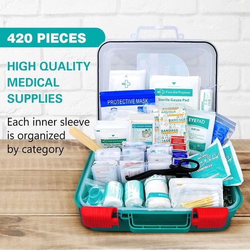 General Medi 420-Piece Professional First Aid Kit - Premium Medical Supplies for Home, Travel & Outdoor