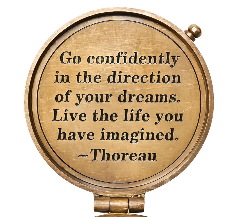 Thoreau's Go Confidently Engraved Compass - Graduation Gift for Him, Cool High School Gift, Boating & Hiking Compass