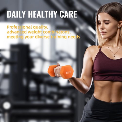 Fitvids 32LBS Neoprene Coated Dumbbell Set with Rack, Free Hand Weight Set for Home Gym Workout, Anti-Slip, Anti-roll