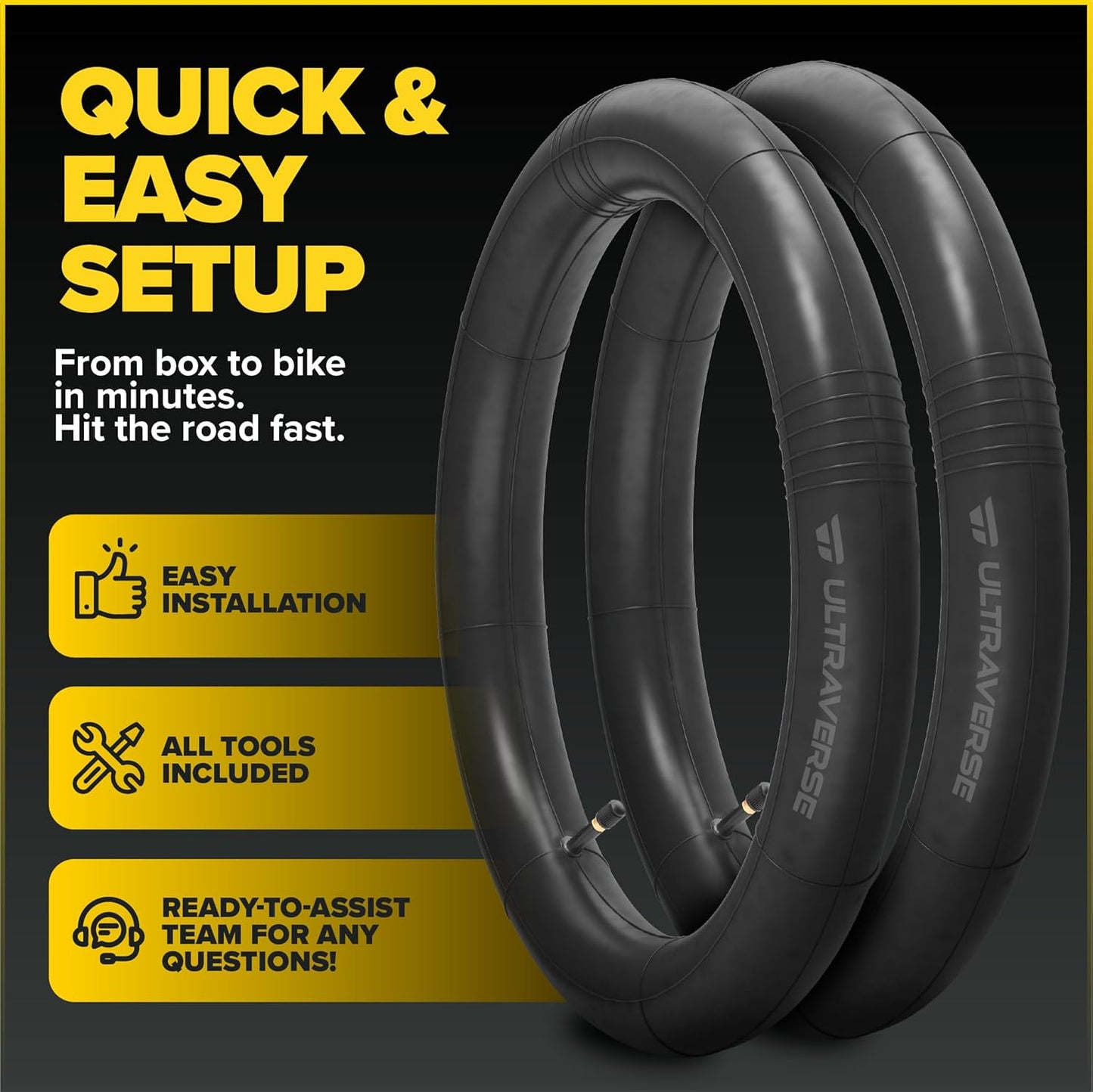 Ultraverse Bike Inner Tubes - Durable Butyl Rubber 27.5 x 1.75-2.125 | Schrader Valve - Set of 2
